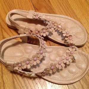 Tan floral sandals