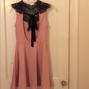 Pink/Black lace dress