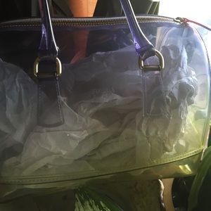 Clear blue and yellow Furla bag