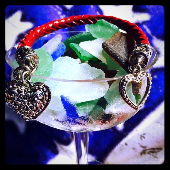 Leather heart with arrow toggle bracelet. ECU