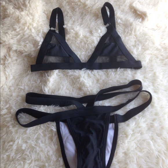 Bandage Mesh Bikini Black
