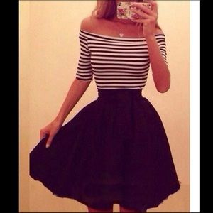 Off shoulder fit and flare dress