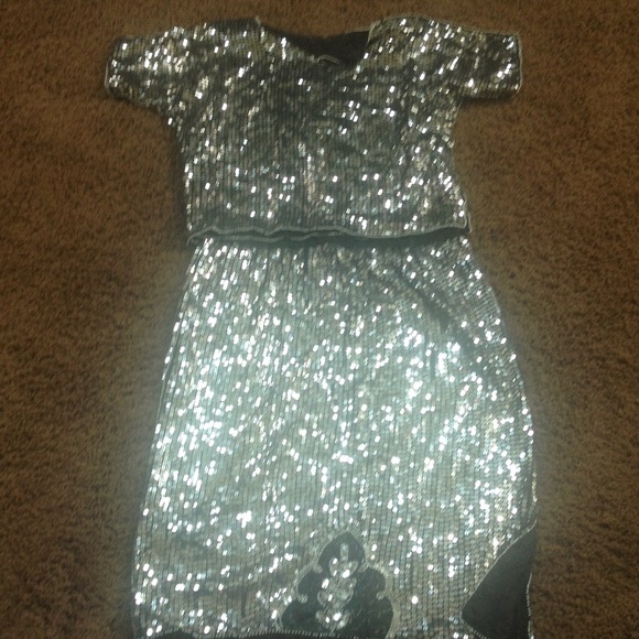 Silver Sequence Top & Skirt
