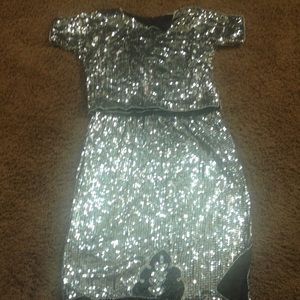 Silver Sequence Top & Skirt