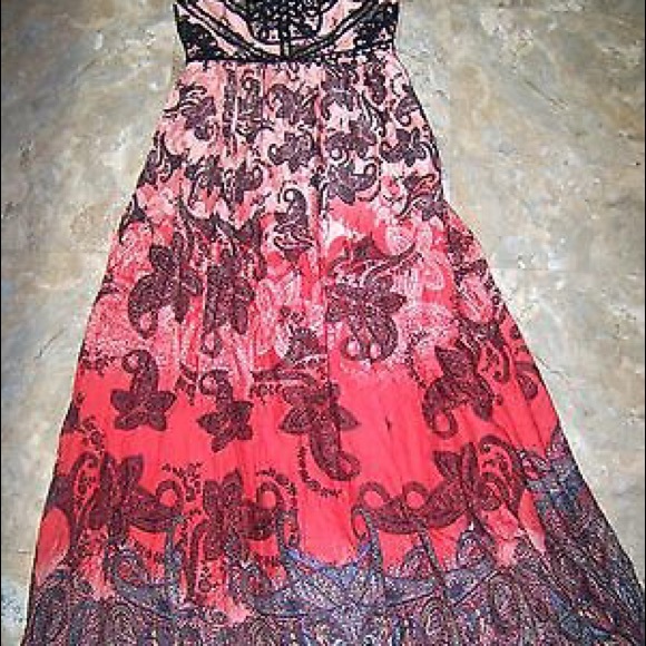 Free people strapless maxi bohemian dress