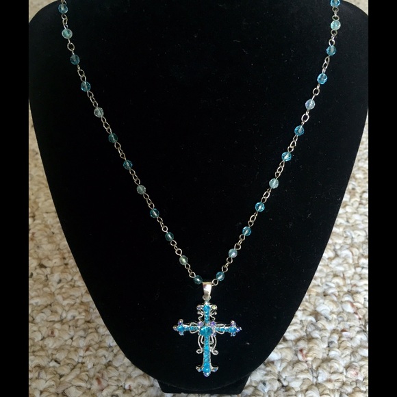 Blue cross necklace