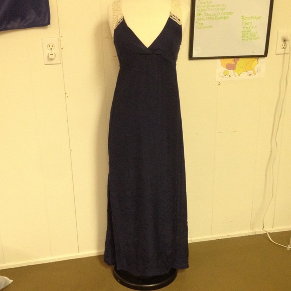 Ivy and Leo, Navy Blue, Maxi Dress with lace back