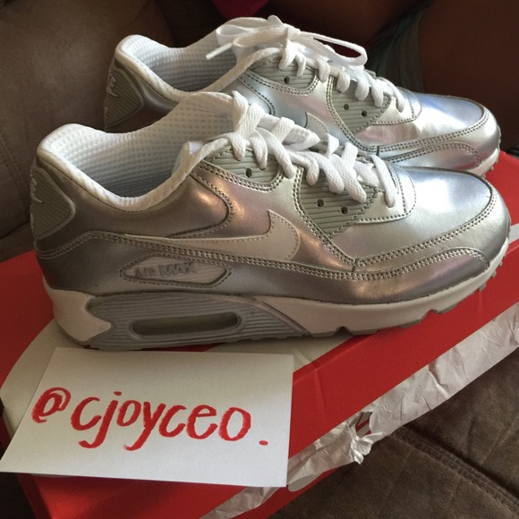 NEW NIKE AIR MAX 90 PREM METALLIC SILVER - Picture 2 of 4