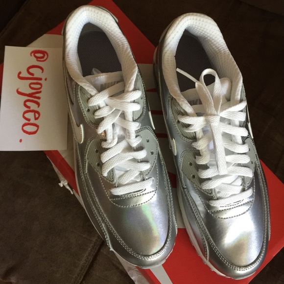 NEW NIKE AIR MAX 90 PREM METALLIC SILVER - Picture 3 of 4