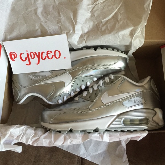 NEW NIKE AIR MAX 90 PREM METALLIC SILVER - Picture 4 of 4