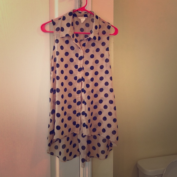 Polka Dot Tank Button Up Blouse