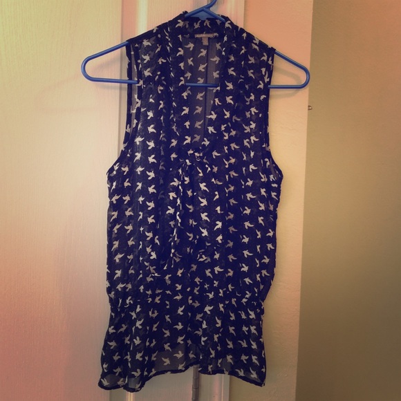 Black and White Bird Patterned Blouse