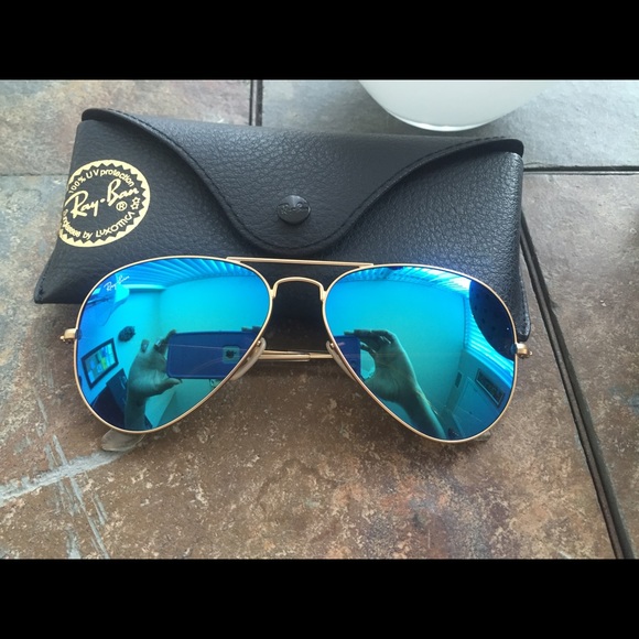 Ray Ban mirrored blue aviators