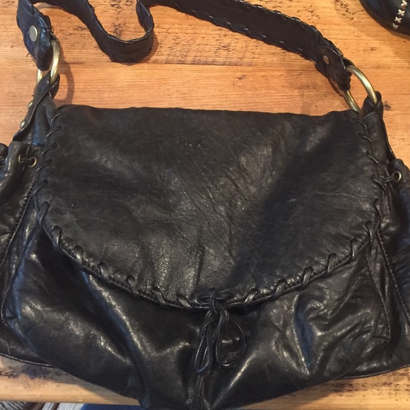 Medium size black leather bag