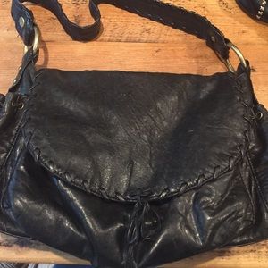 Medium size black leather bag