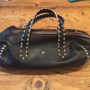 Small black leather bag