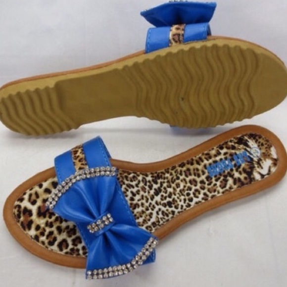 New HP 🎉Blue leopard bling sandal flatform flip flop - Picture 2 of 4