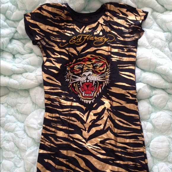 Ed hardy tiger shirt/tunic sz med/large