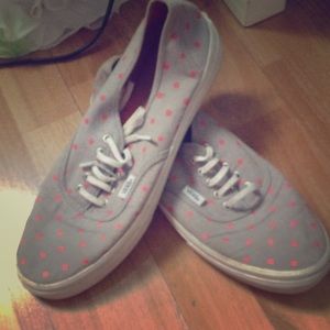 Coral Polkadotted gray vans