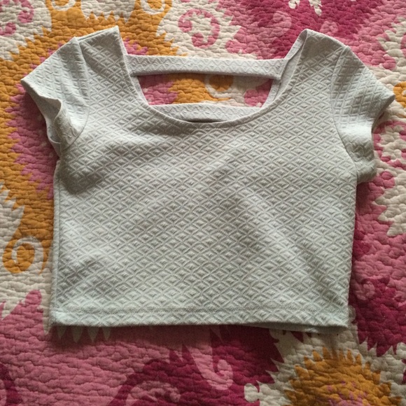 White Geometric print crop top