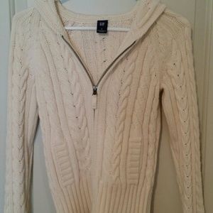 Gap Ivory Cable Sweater Jacket Small