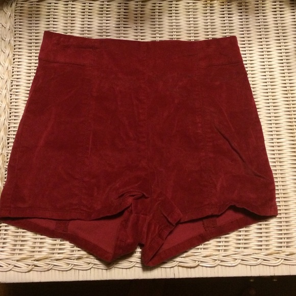 High waisted velvet shorts