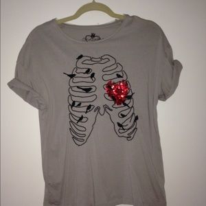 Vera Wang bird rib cage tee in gray