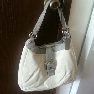 White & gray Authentic coach Bag