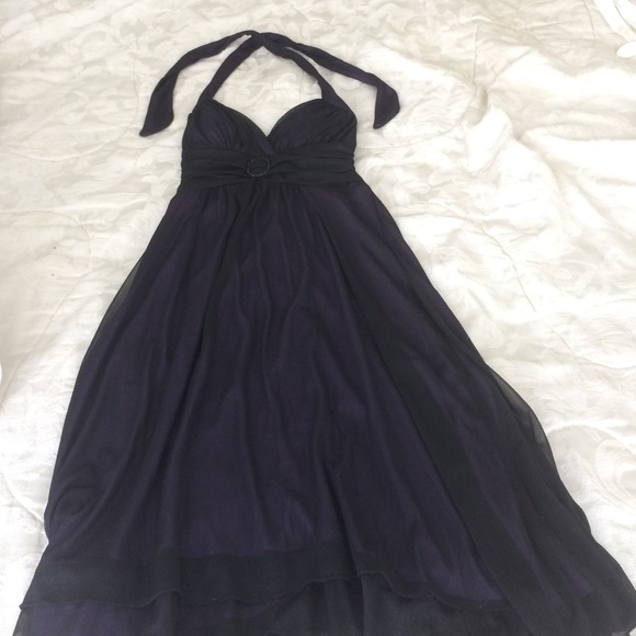 Short black and purple shimmery dress
