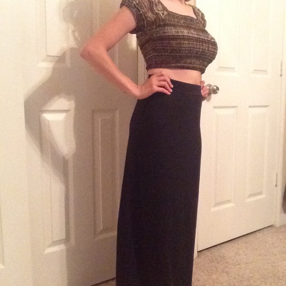 Black Cotton Maxi Skirt