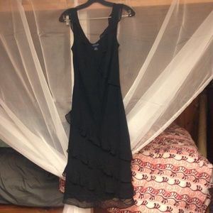 Ann Taylor Ruffle Black Silk Dress 4