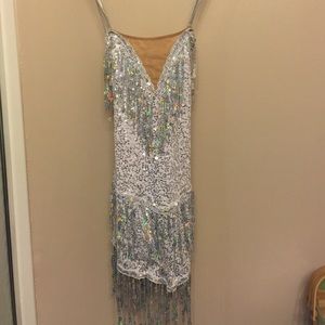 Art stone fringe silver dance costume