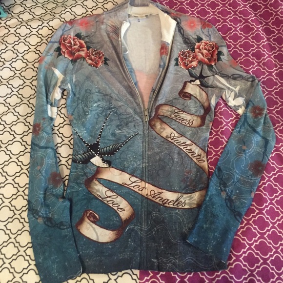 GUESS light zip up sweater
