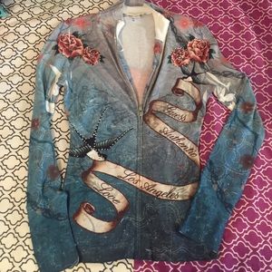 GUESS light zip up sweater