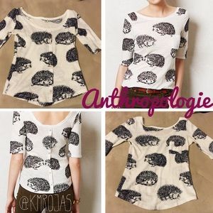 Anthropologie Creature Hedgehog White Top