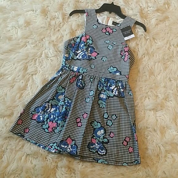 Topshop Floral Gingham Skater Dress (Petite)
