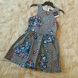 Topshop Floral Gingham Skater Dress (Petite)