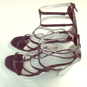 Jeffrey Campbell Strappy Black & White Sandals 7.5