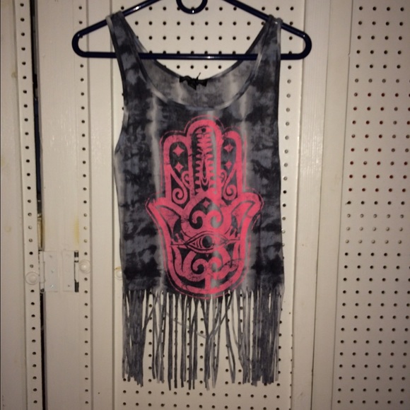About A Girl Tops - Fringe Hamsa Shirt