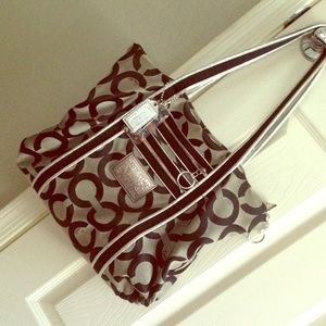 Black and gray canvas Coach handbag