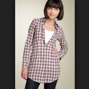 Free People Studded Plaid Shirt