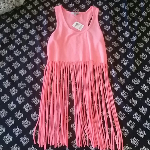 pink fringe crop top
