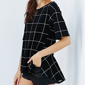 *Grid High Low Shirt Blouse
