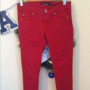 Red skinny jeans