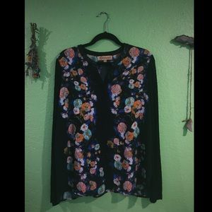 Long sleeve boho floral blouse