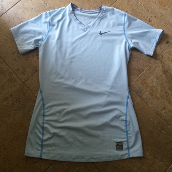 Nike Tops - 🆕Light blue Nike pro v neck t shirt