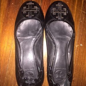 Tory Burch Reva Black Patent Ballet Flat size 8