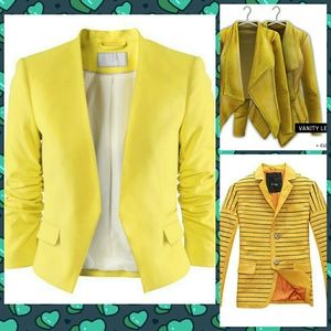 ISO YELLOW LEATHER BLAZER /JACKET AND YELLOW HEELS
