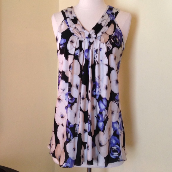 Silky floral patterned tank. Designer sample