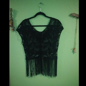 Black Lace Festival Indie Boho Crop Top